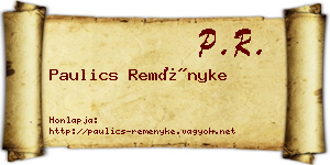 Paulics Reményke névjegykártya